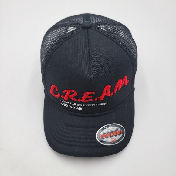 CREAM Hat Cap Snap Back Black Red Mesh Trucker Embroidered Muka One Size Mens - Picture 5 of 8